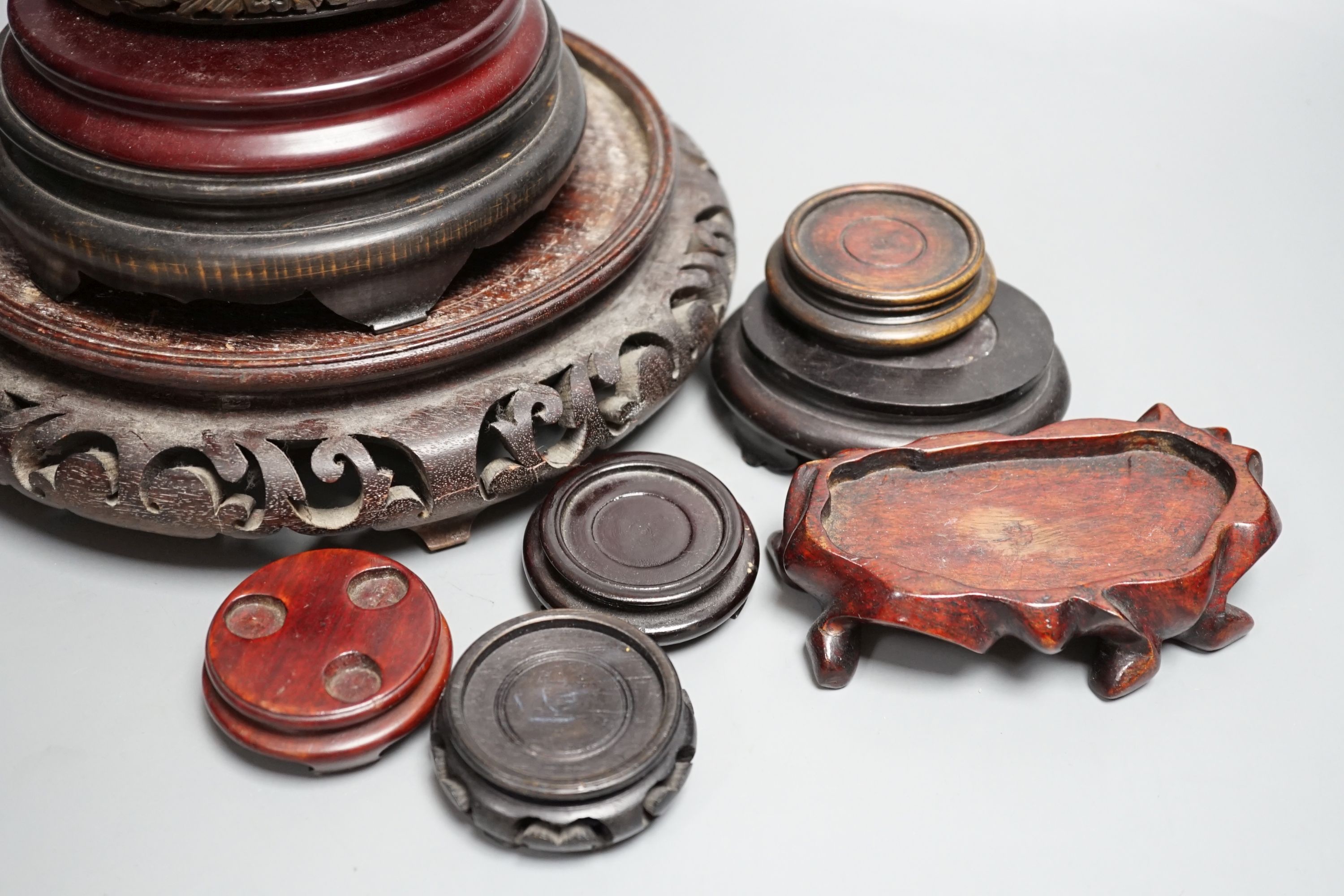 Assorted Chinese wooden stands etc